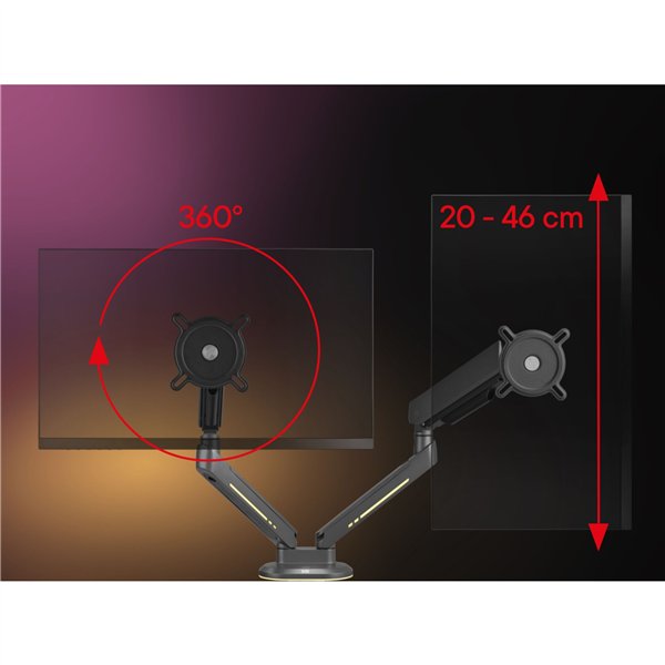 One for All supporto monitor Experience RGB Dual nero DM8210