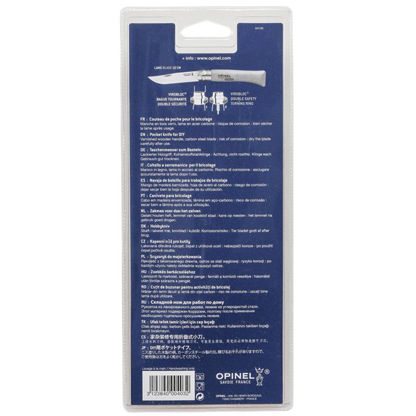 Opinel coltellino No. 10 lama carbone con manico in legno