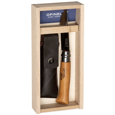 Opinel coltellino No. 08 in scat. legno custodia pelle sint.