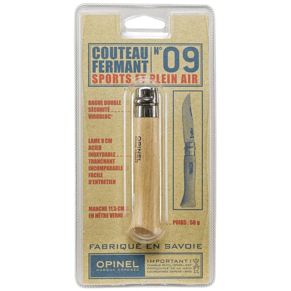 Opinel coltellino No. 09 lama inox con manico in legno