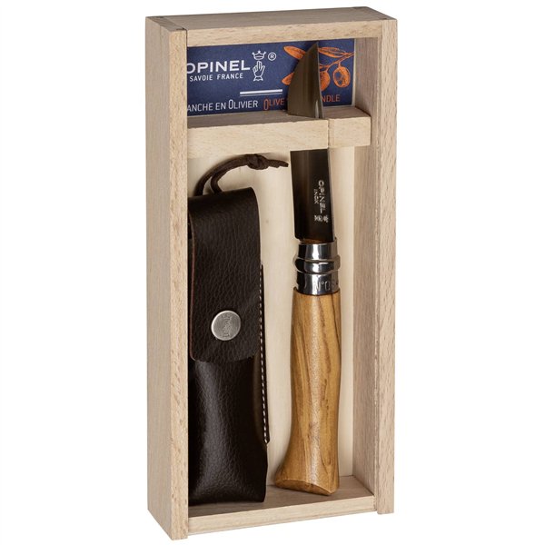 Opinel coltellino No. 08 in sc. legno con custod.,legno di ulivo