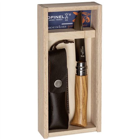 Opinel coltellino No. 08 in sc. legno con custod.,legno di ulivo