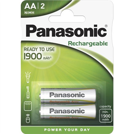 1x2 Panasonic Akku NiMH Mignon AA 1900 mAh Rechargeable Evolta