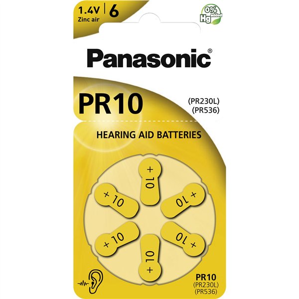 Panasonic PR 10 Pile per app, acustici Zinc Air 6pz Rad