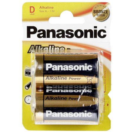1x2 Panasonic Alkaline Power Mono D LR 20
