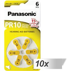 10x1 Panasonic PR 10 batt. zinco per apparecchi acustici set di 6