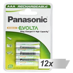 12x4 Panasonic batt. NiMH Micro AAA 750 mAh ricaricab. Evolta
