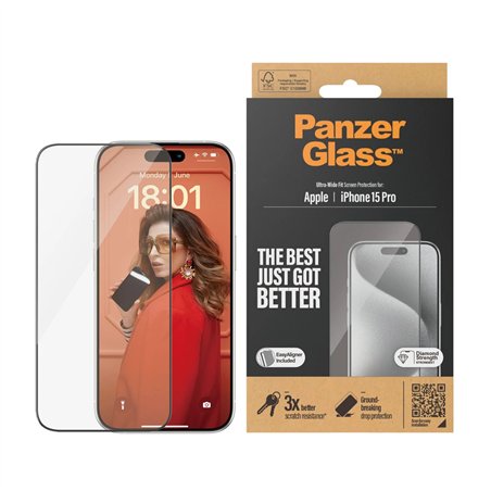PanzerGlass protezione schermo iPhone 15 Pro UWF w EasyAligner
