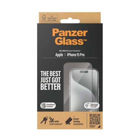 PanzerGlass protezione schermo iPhone 15 Pro UWF w EasyAligner