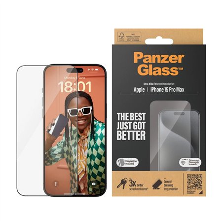 PanzerGlass protezione schermo iPhone 15 Pro Max UWF w. EasyAl