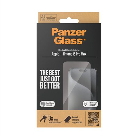 PanzerGlass protezione schermo iPhone 15 Pro Max UWF w. EasyAl