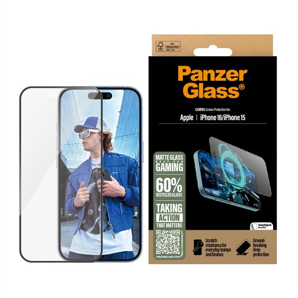 PanzerGlass Gaming protezione schermo iPhone 16 15 UWF