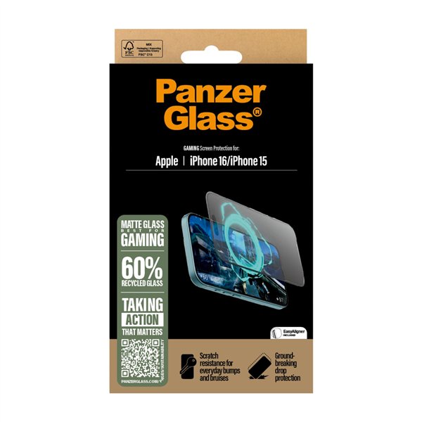 PanzerGlass Gaming protezione schermo iPhone 16 15 UWF