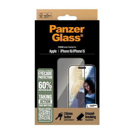 PanzerGlass EyeCare protezione schermo iPhone 16 15 UWF