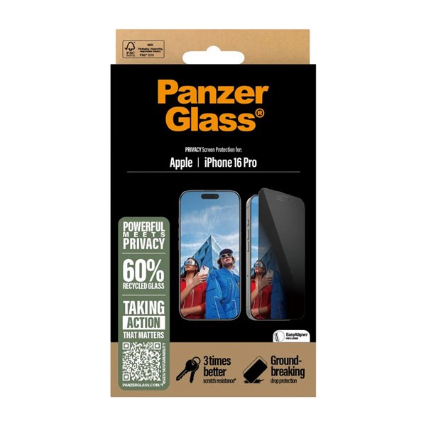 PanzerGlass Privacy Screen Protector iPhone 16 Pro UWF