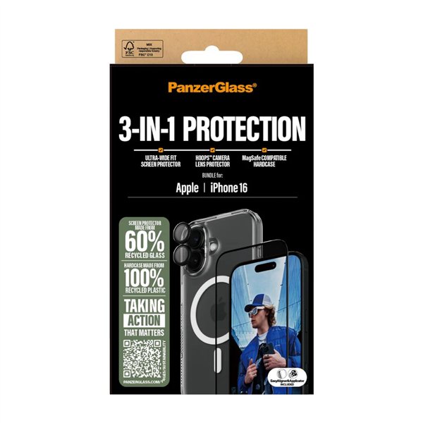 PanzerGlass 3 in 1 Protection Bundle iPhone 16