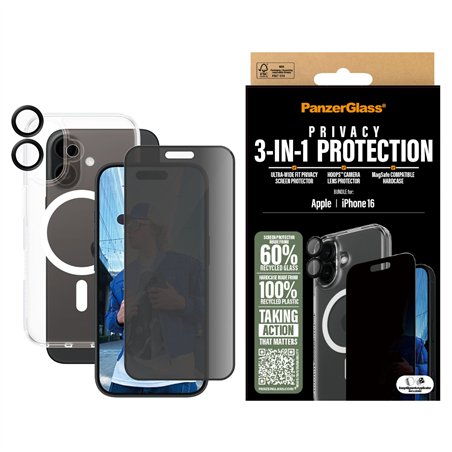 PanzerGlass 3-in-1 Privacy Protection Bundle iPhone 16