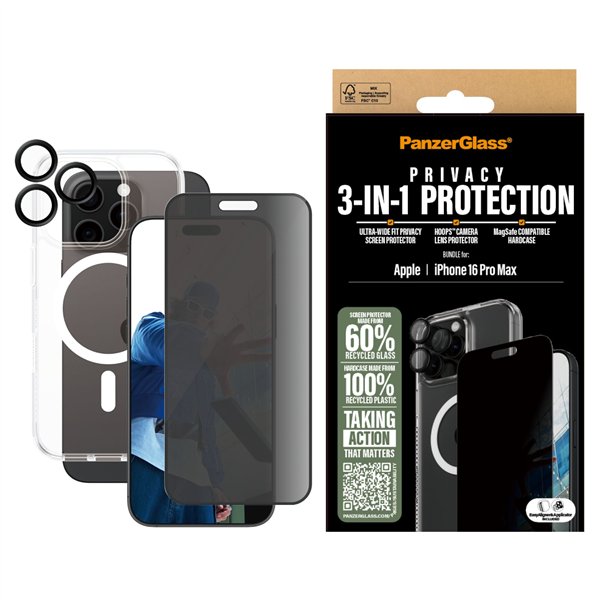 PanzerGlass 3-in-1 Privacy Protection Bundle iP 16 Pro Max