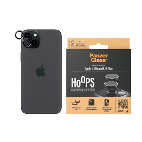 PanzerGlass Hoops Black Camera Lens Protector iP 15 15 Plus