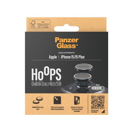 PanzerGlass Hoops Black Camera Lens Protector iP 15 15 Plus