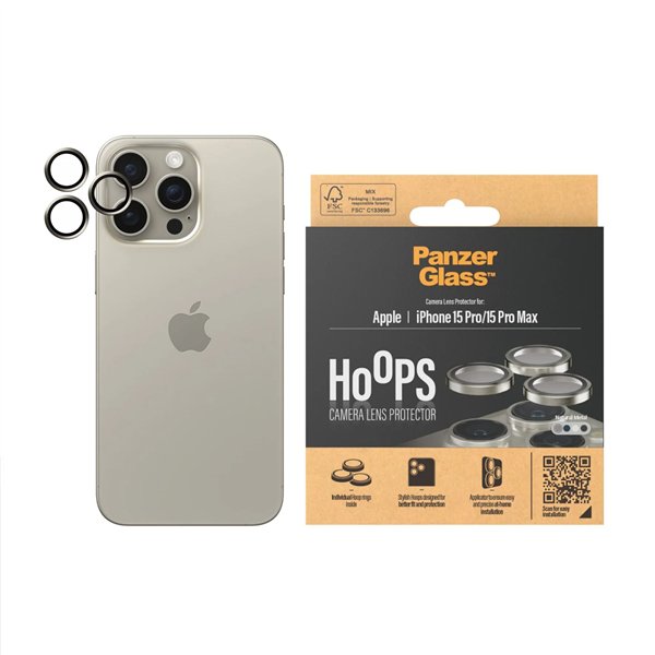 PanzerGlass Hoops Natural Metal Lens Protector iP 15 Pro / Max