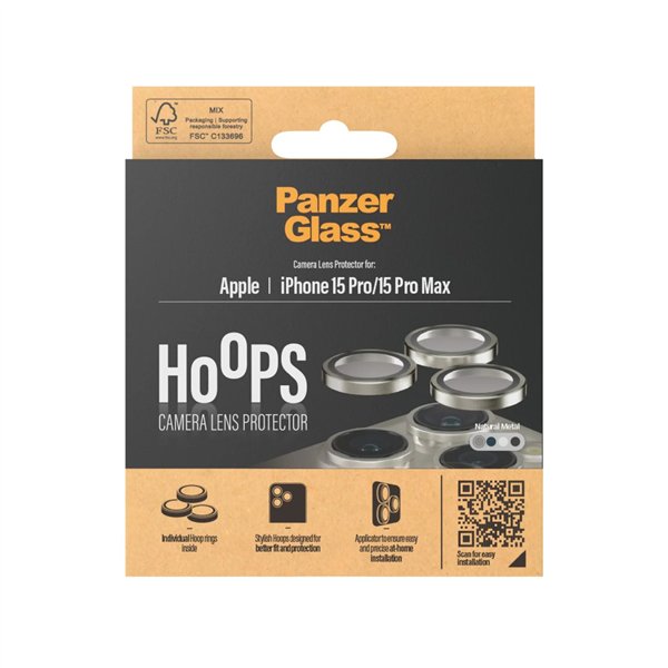 PanzerGlass Hoops Natural Metal Lens Protector iP 15 Pro / Max