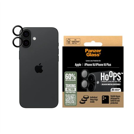 PanzerGlass Hoops Black Camera Lens Protector iP 16 16 Plus