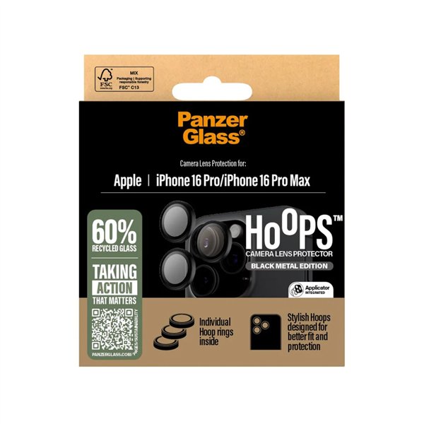 PanzerGlass Hoops Black Camera Lens Protector iP 16 Pro / Max