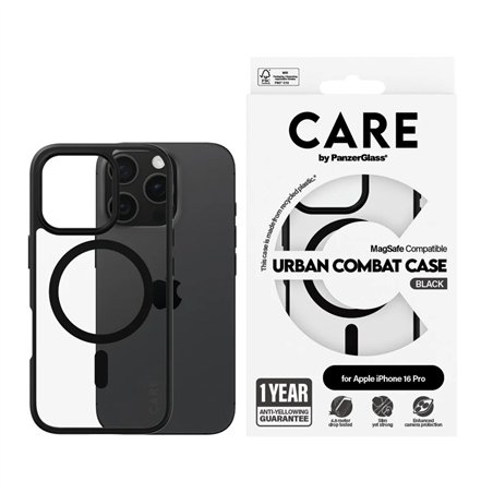 CARE by PanzerGlass Case Transp corn. nera MagSafe iP 16 Pro