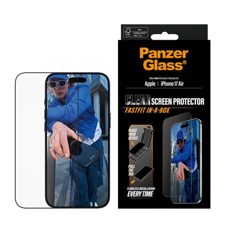 PanzerGlass iP 17 Air UWF Fastfit con bordo nero