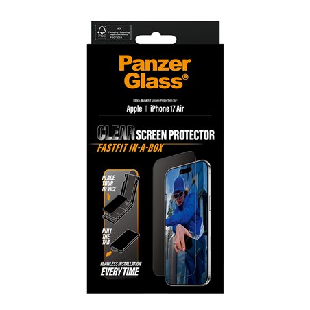 PanzerGlass iP 17 Air UWF Fastfit con bordo nero