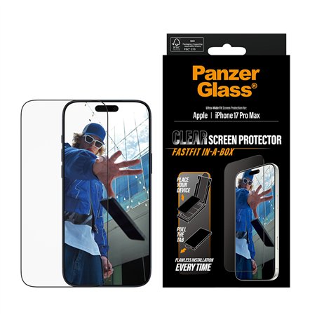 PanzerGlass iP 17 Pro Max UWF Fastfit con bordo nero