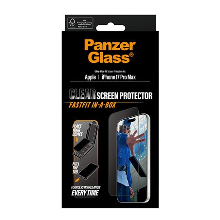 PanzerGlass iP 17 Pro Max UWF Fastfit con bordo nero