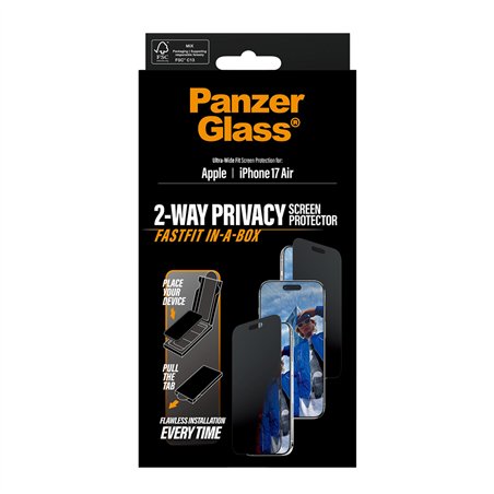 PanzerGlass Privacy bordo nero iP 17 Air UWF Fastfit