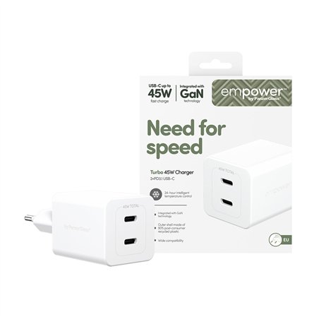 PanzerGlass empower 45W caricab. 2x USB-C bianco