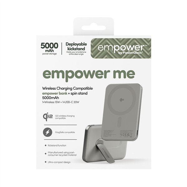 PanzerGlass empower Powerbank w. Spin Stand 5000mAh Titanium