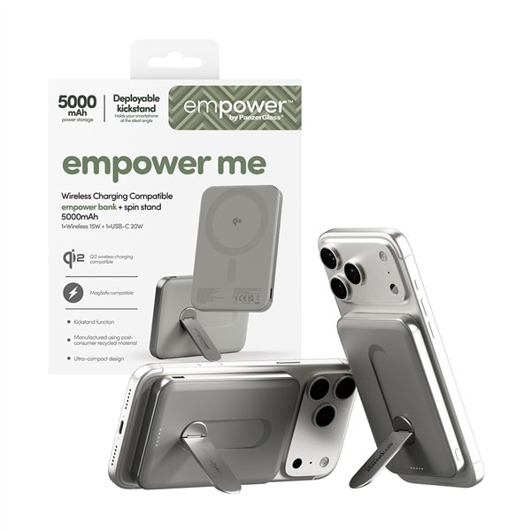 PanzerGlass empower Powerbank w. Spin Stand 5000mAh Titanium