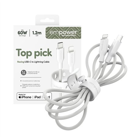 PanzerGlass empower 60W USB-C a Lightning USB 2.0 1.2m bianco