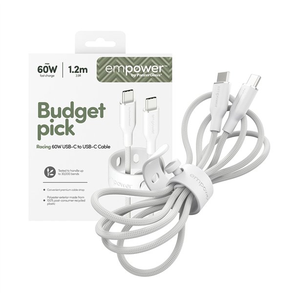 PanzerGlass empower 60W USB-C a USB-C cavo USB 2.0 1.2M bianco