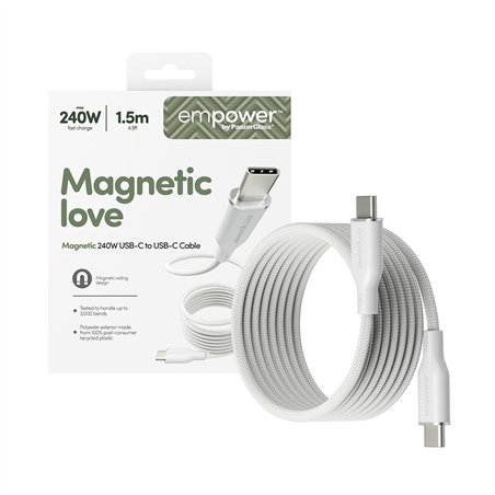 PanzerGlass empower Magnetic 240W USB-C a USB-C 1.5m bianco