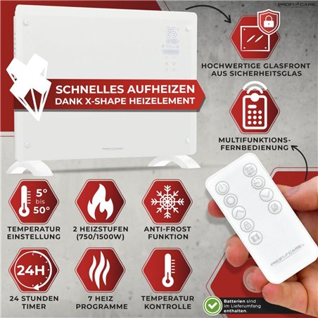 Proficare PC-GKH 3118 white Glass Konvector Heater