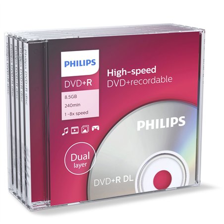 1x5 Philips DVD+R 8,5GB DL 8x JC