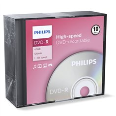 1x10 Philips DVD-R 4,7GB 16x SL