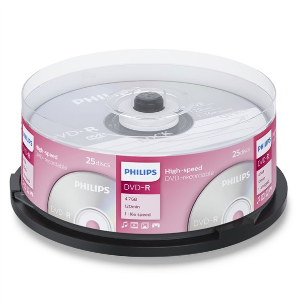1x25 Philips DVD-R 4,7GB 16x SP