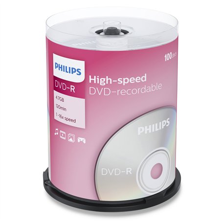 1x100 Philips DVD-R 4,7GB 16x SP