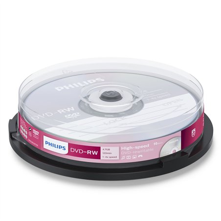 1x10 Philips DVD-RW 4,7GB 4x SP