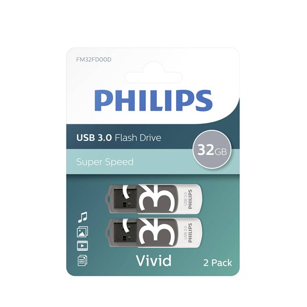 Philips USB 3.0             32GB Vivid Edition grigio conf.da 2pz