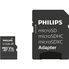 Philips MicroSDXC Card     512GB Class 10 UHS-I U1 incl. adatt.