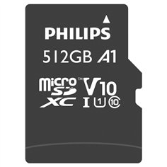 Philips MicroSDXC Card     512GB Class 10 UHS-I U1 incl. adatt. 2