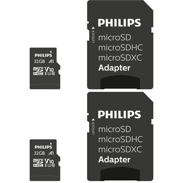 Philips MicroSDHC 2-Pack    32GB Class 10 UHS-I U1 incl. adatt.